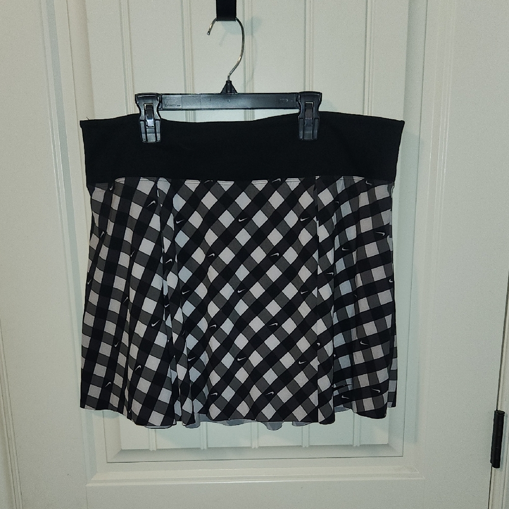 Nike Black and Gray Plaid Mini Skirt